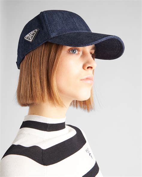 capca prada|Navy Denim baseball cap .